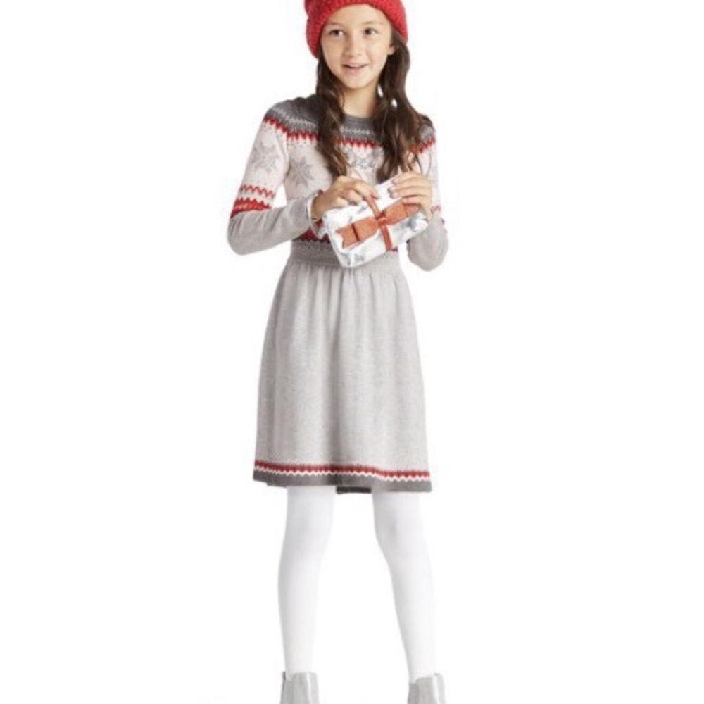 Gymboree Girl North Pole Party Christmas Grey Sweater Dress In Size 8 NWT